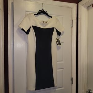 Julian Taylor NWT Black & White Silhouette Dress w/pink back zipper